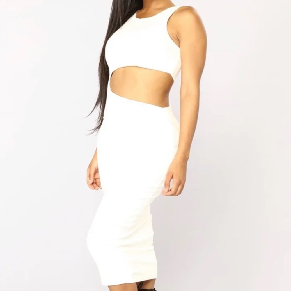 Fashion nova white cut out midi dress